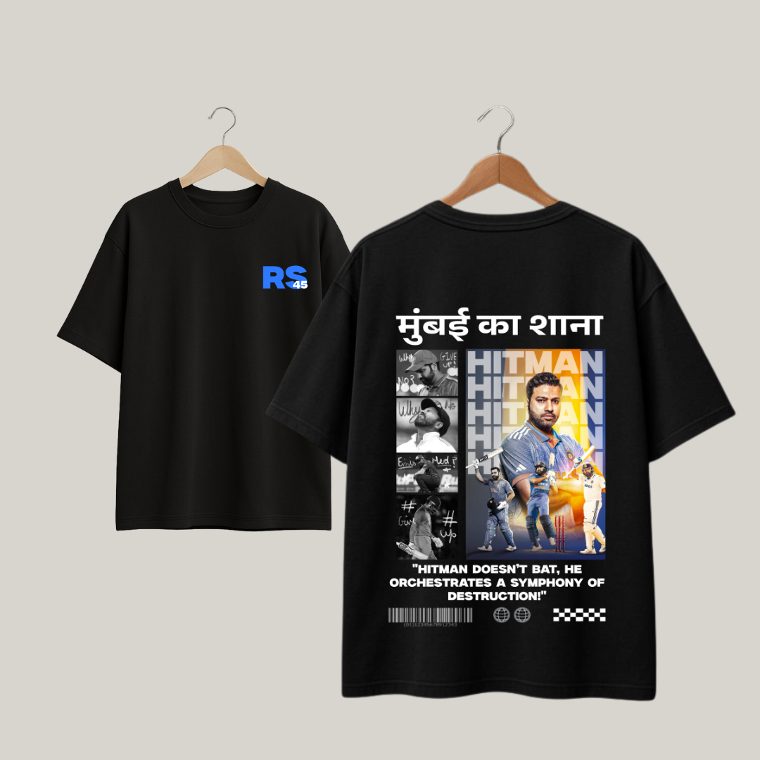 Hitman RS45 Graphic Oversized T-Shirt – Mumbai Ka Shana Cricket Streetwear