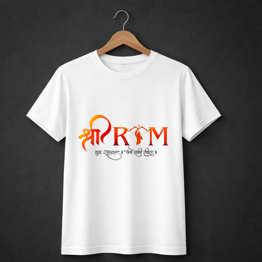 Shri Ram Devotional Graphic T-Shirt – Premium Black Cotton Tee for Men & Women