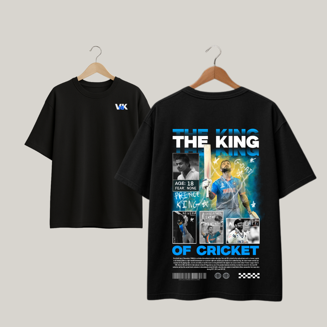 The King Legacy – V18K Cricket Graphic Oversized Tee (Black)