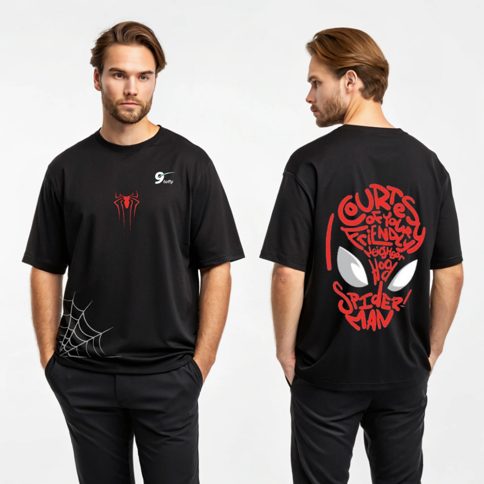 "Masked Legend" Spider-Man Graphic T-Shirt (Black) – Oversized