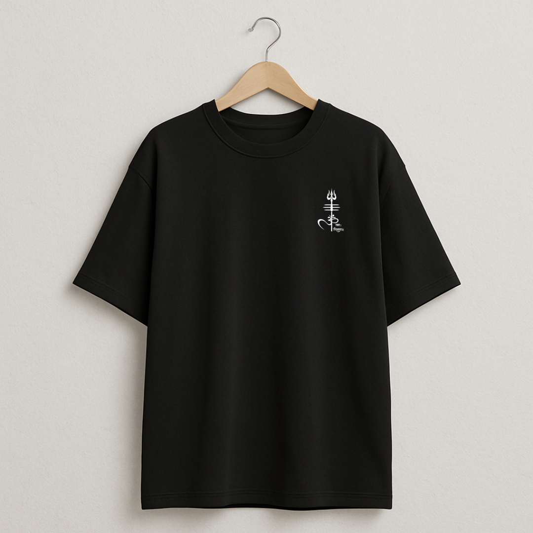 Divine Beats Damru Graphic Oversized T-Shirt – Spiritual Streetwear Back Print