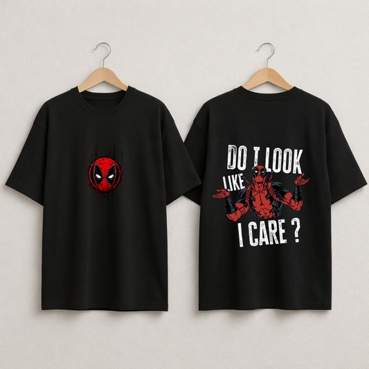 Deadpool Attitude Graphic T-Shirt – “Do I Look Like I Care?” Oversiezed Black Tee