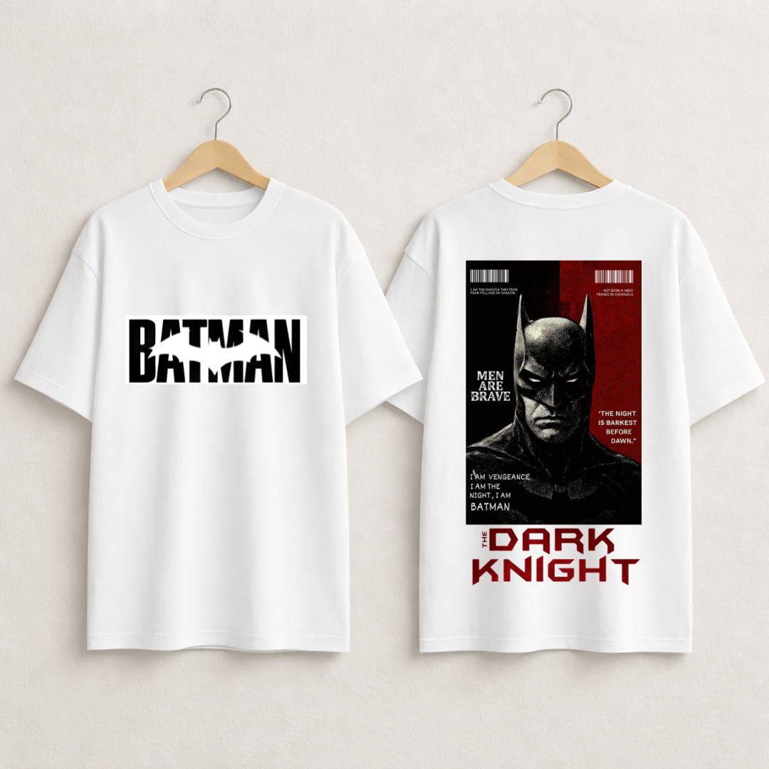 Dark Knight Graphic T-Shirt – Batman Poster Edition Oversized White Tee