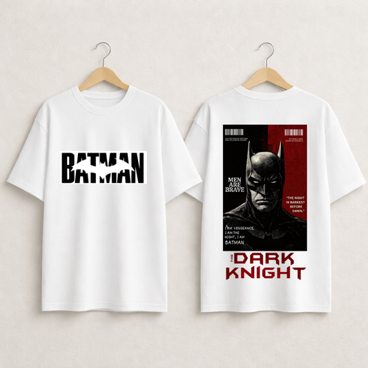 Dark Knight Graphic T-Shirt – Batman Poster Edition Oversized White Tee