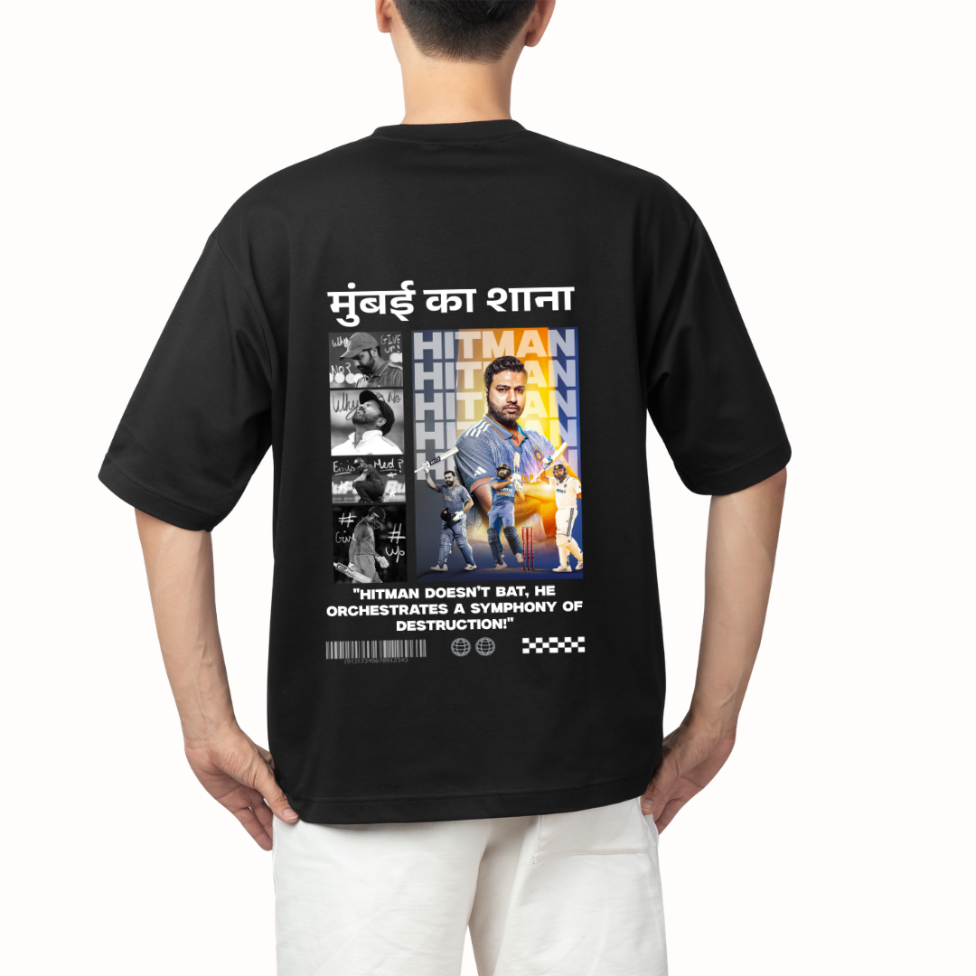 Hitman RS45 Graphic Oversized T-Shirt – Mumbai Ka Shana Cricket Streetwear