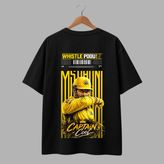 MS Dhoni “Captain Cool” T-Shirt – Whistle Podu Cricket Fan Tee