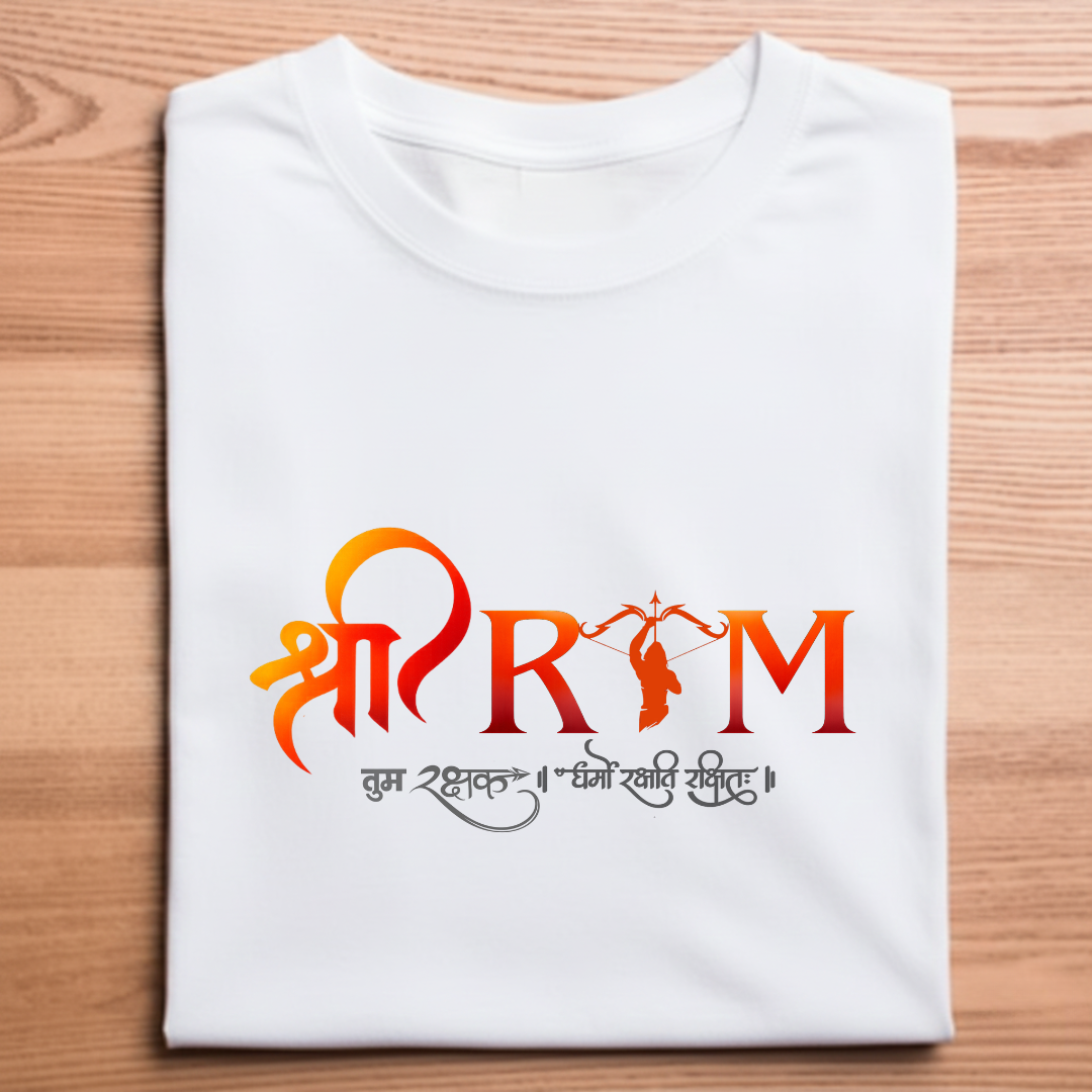 Shri Ram Devotional Graphic T-Shirt – Premium Black Cotton Tee for Men & Women